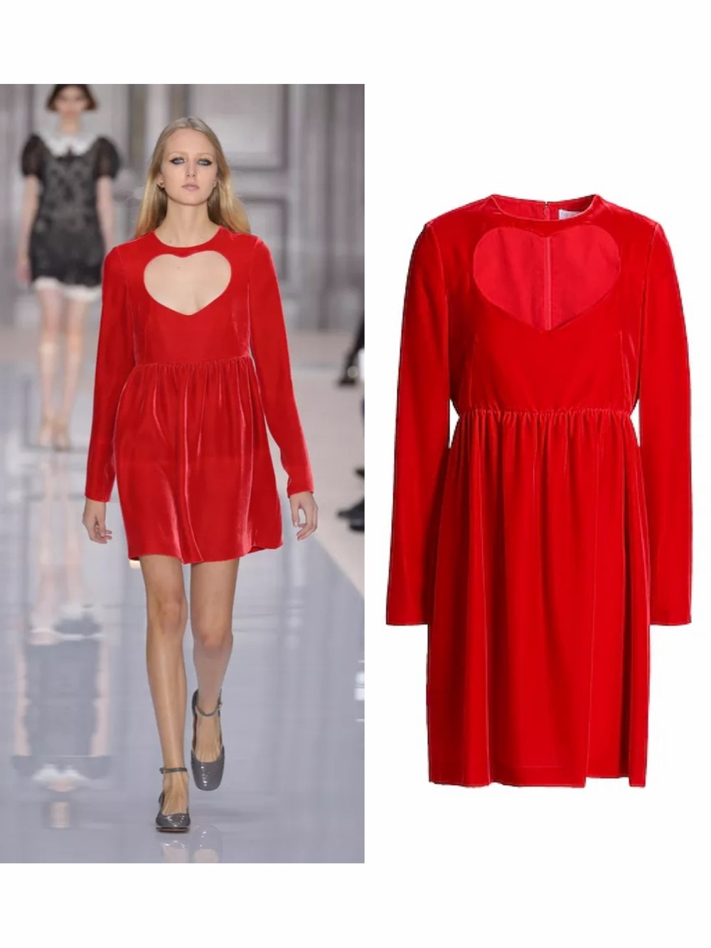 Chloé Red Velvet Mini Dress Heart Cutout 4 FW17 Runway Party Miley NWT 🟠